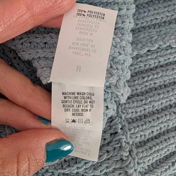 Aerie Women's Oversized Chunky Knit Pullover Sweater Mock Neck Light Blue Cozy M - Picture 8 of 9